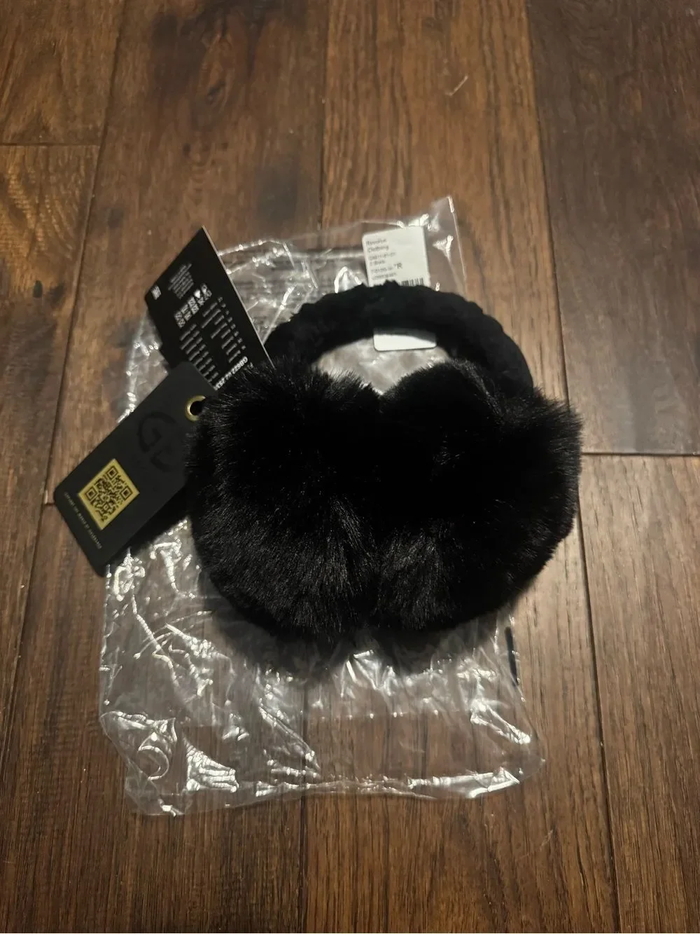 Goldbergh Ski Fluffy Ear Warmers Ear Muffs Black Faux Fur NWT